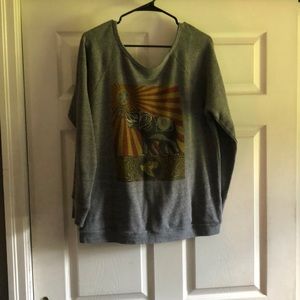 Off the shoulder crew neck sweatshirt